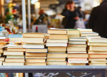 Old books on a Parisian flea market